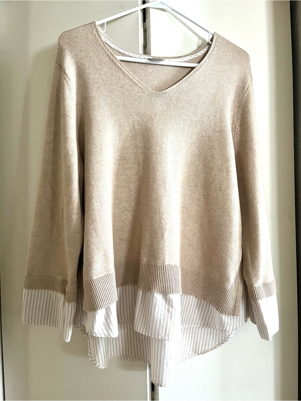 Chico’s Knit Long Sleeve Layered Look Sweater Preppy Workwear Size 3/XL